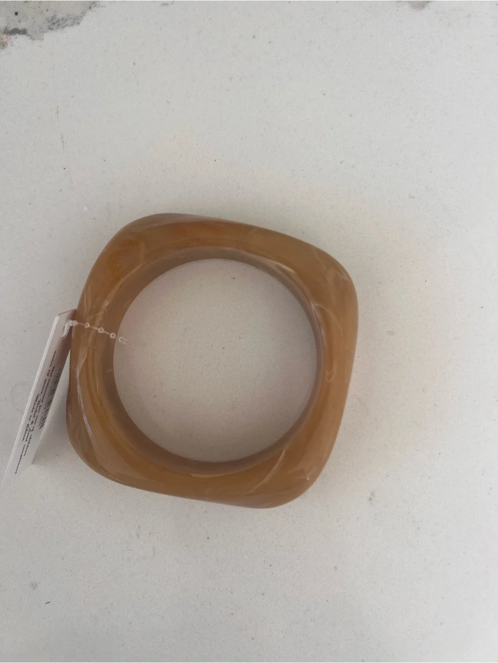 Garden Party Square Resin Bangle Bracelet - Honey Amber